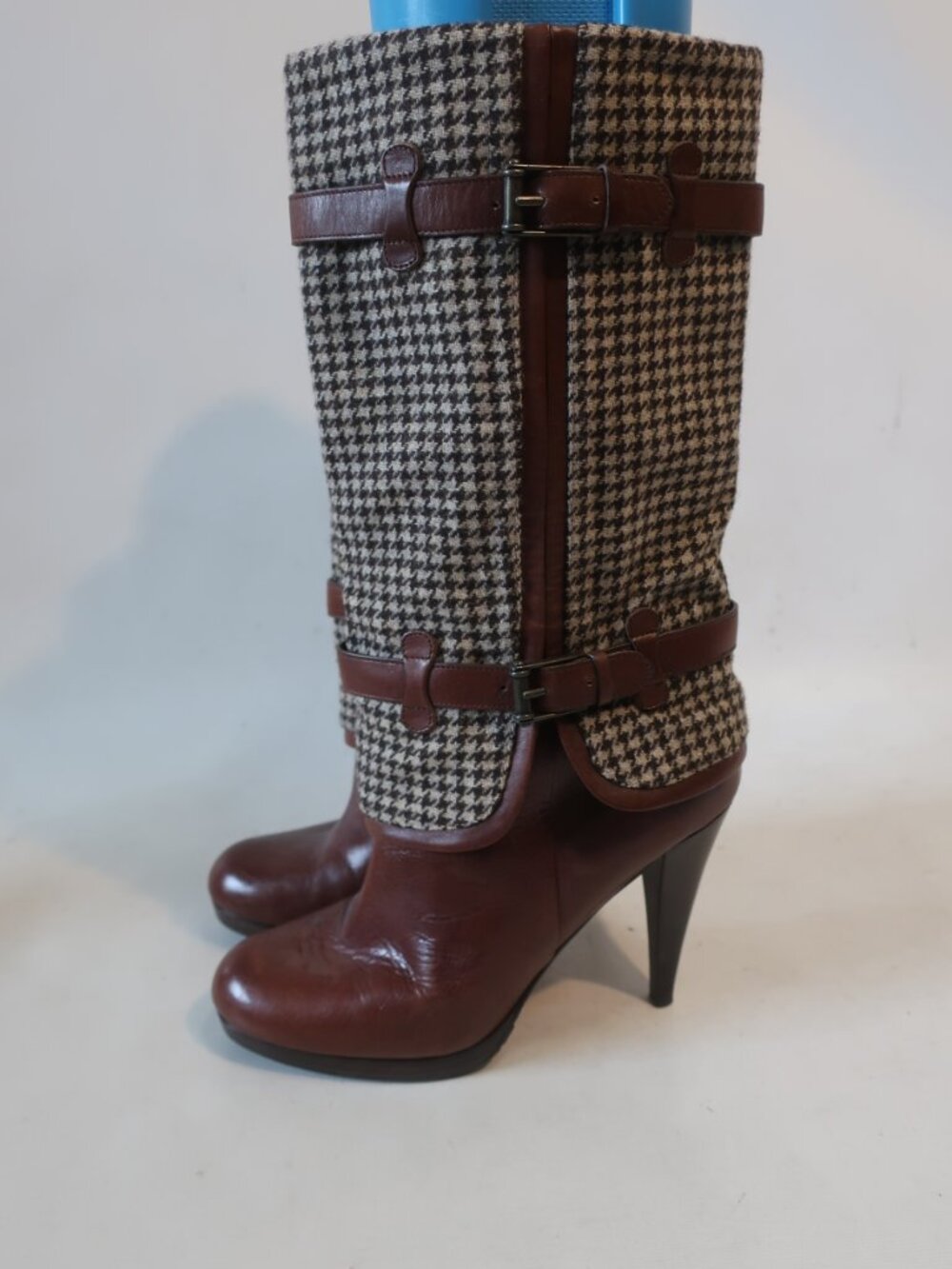 Womens Cole Haan x Nike Air Kennedy Brown Houndstooth Wool Leather Boots 9.5​ - Picture 8 of 13